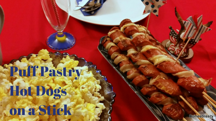 domesblissity puff pastry hot dog on a stick