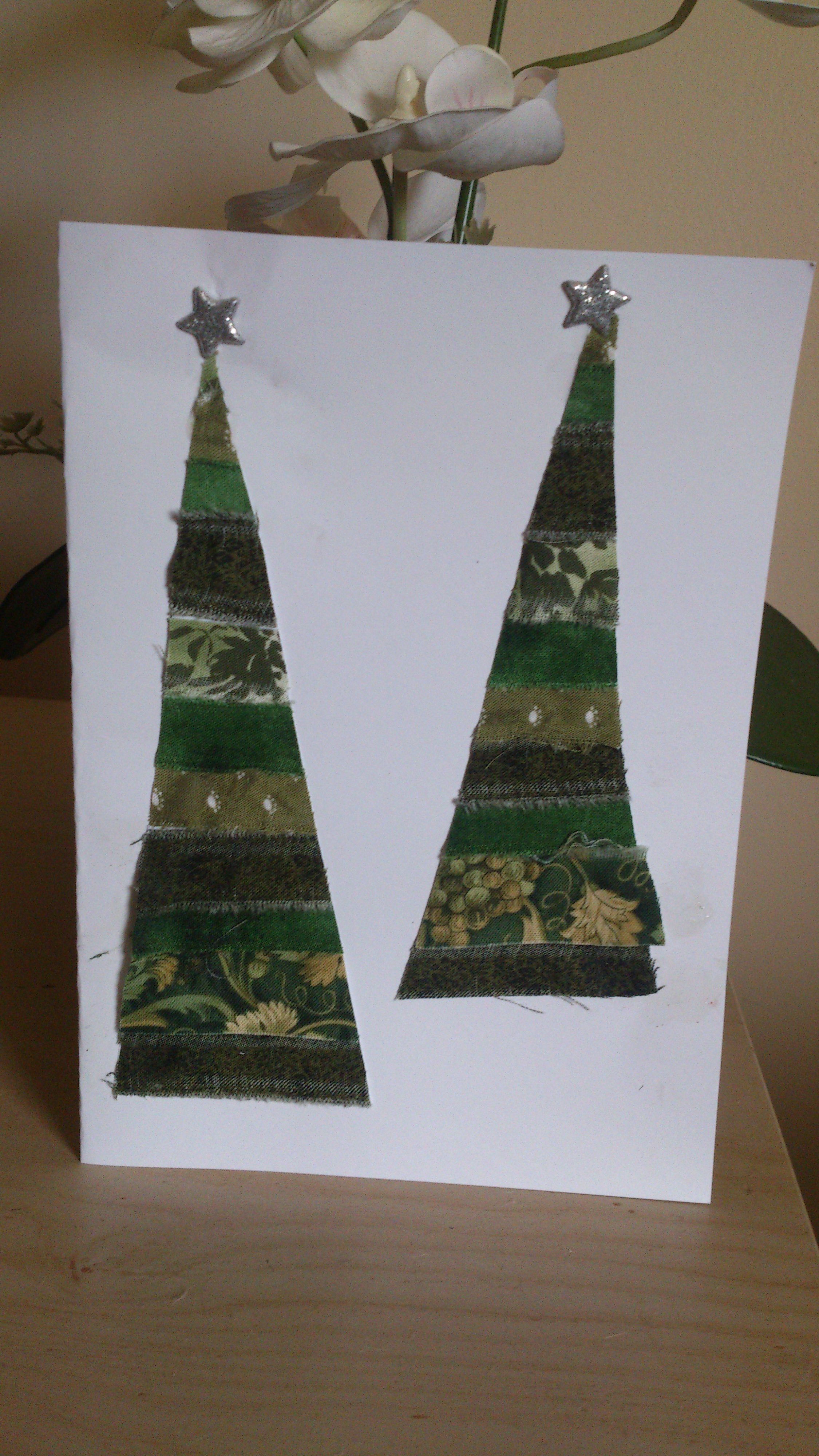 Fabric scrap Christmas tree card