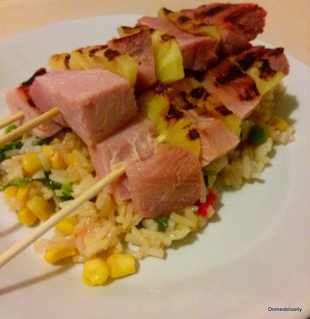 Ham & Pineapple Skewers with Rice Salad