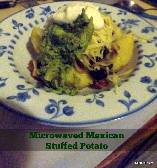 Microwaved Mexican stuffed potato