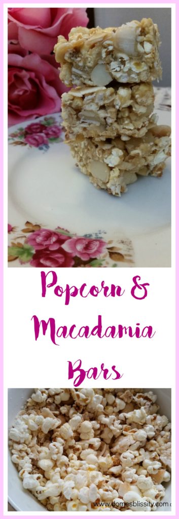 No Bake Popcorn & Macadamia Bars www.domesblissity.com