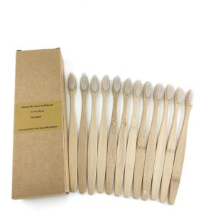 Eco Friendly Soft Fibre Bamboo Toothbrushes Natural (12 Pack) Domesblissity.com