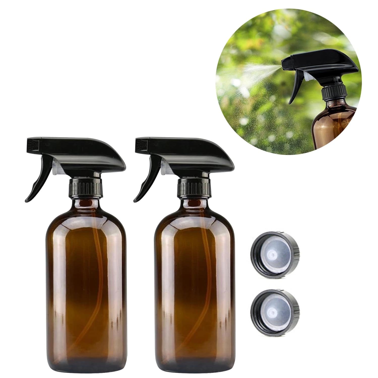 Two (2) 500ml (16oz) Amber Glass Spray Bottles for Homemade Cleaning  Solutions - Domesblissity