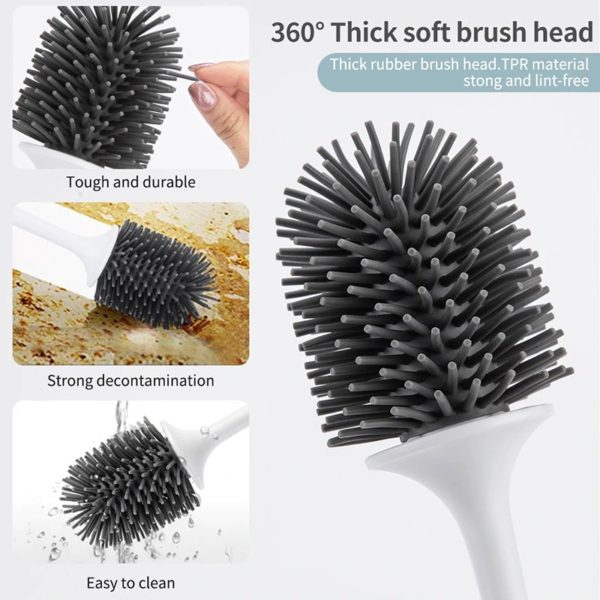 Self Draining Silicone Toilet Cleaning Brush Domesblissity.com