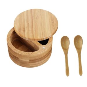 salt cellar divided with spoons from bamboo